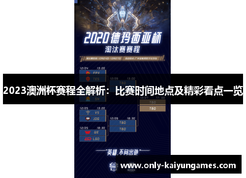 2023澳洲杯赛程全解析:比赛时间地点及精彩看点一览 2023澳洲杯赛程全解析:比赛时间地点及精彩看点一览